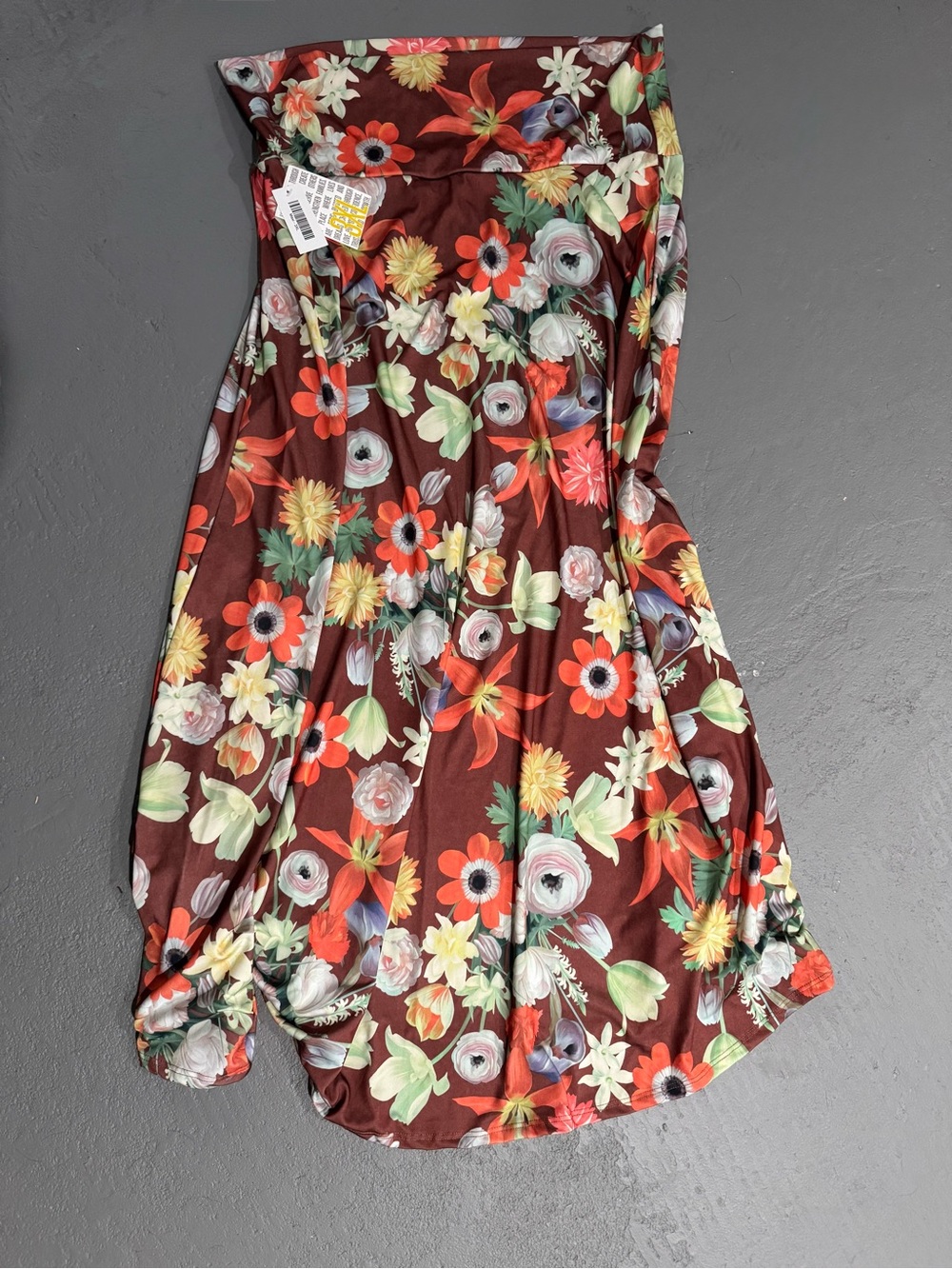 LuLaRoe Floral Maxi Skirt in Burgundy with Multicolor Blooms